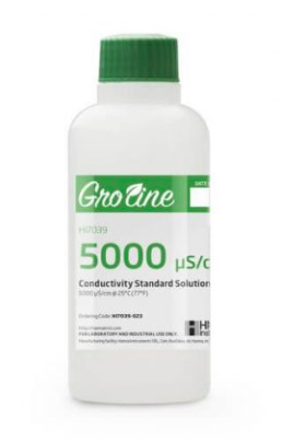 Estándar GroLine para conductividad de 5,000 µS/cm con con certificado (frasco de 120 mL)
